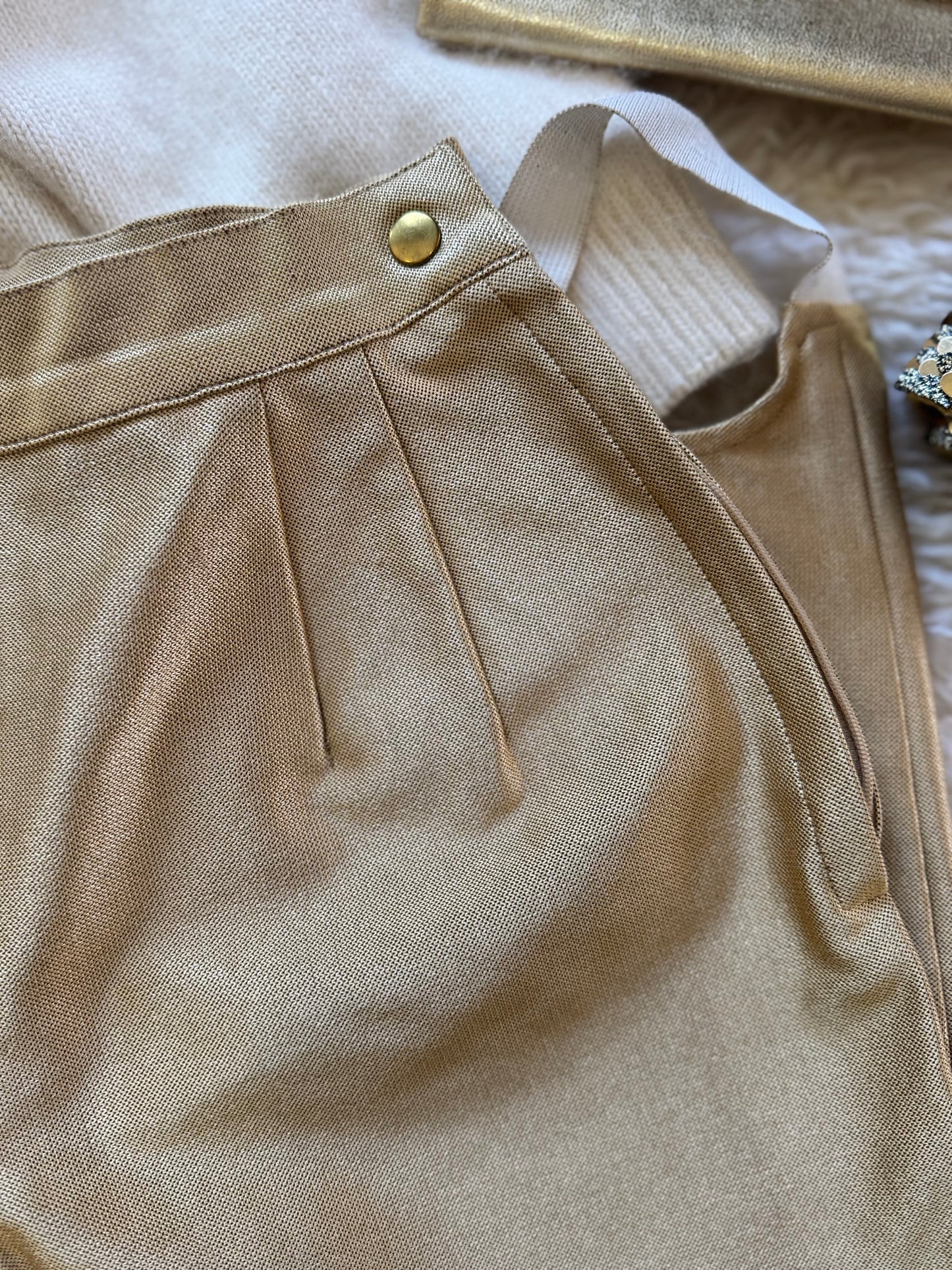 Vintage Stirrup Pants, Metallic Gold, XXS-XS