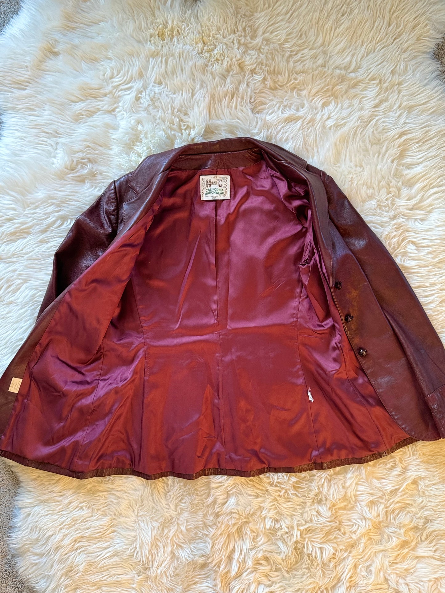 Vintage H Bar C Oxblood Burgundy Leather Jacket, Blazer, Western M/L