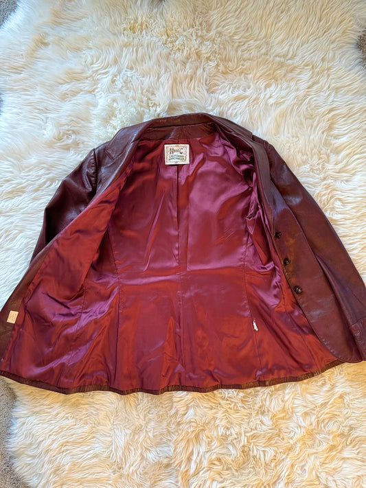 Vintage H Bar C Oxblood Burgundy Leather Jacket, Blazer, Western M/L
