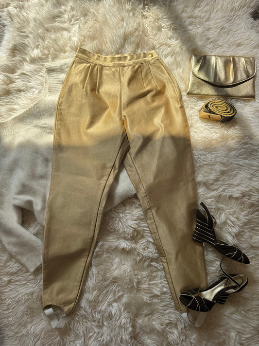 Vintage Stirrup Pants, Metallic Gold, XXS-XS