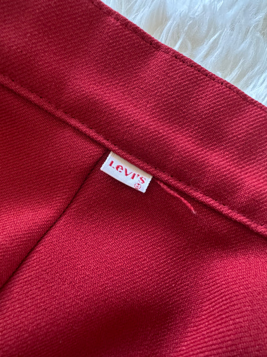 Vintage Levi’s Slacks, Womens, Red, Wide Leg, 1970’s High Rise
