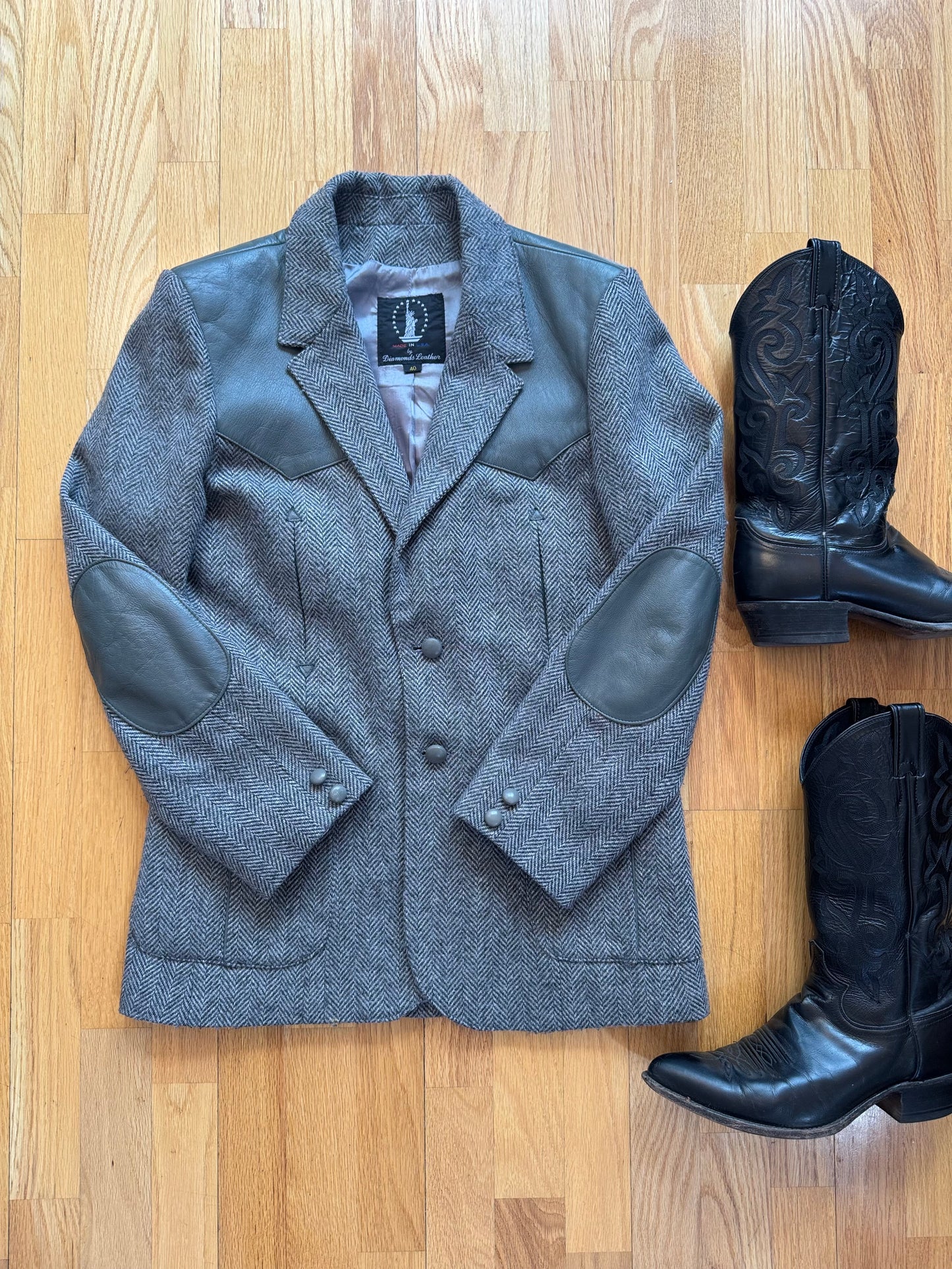 Men’s Vintage Western Suit Coat | Grey | Sz 40
