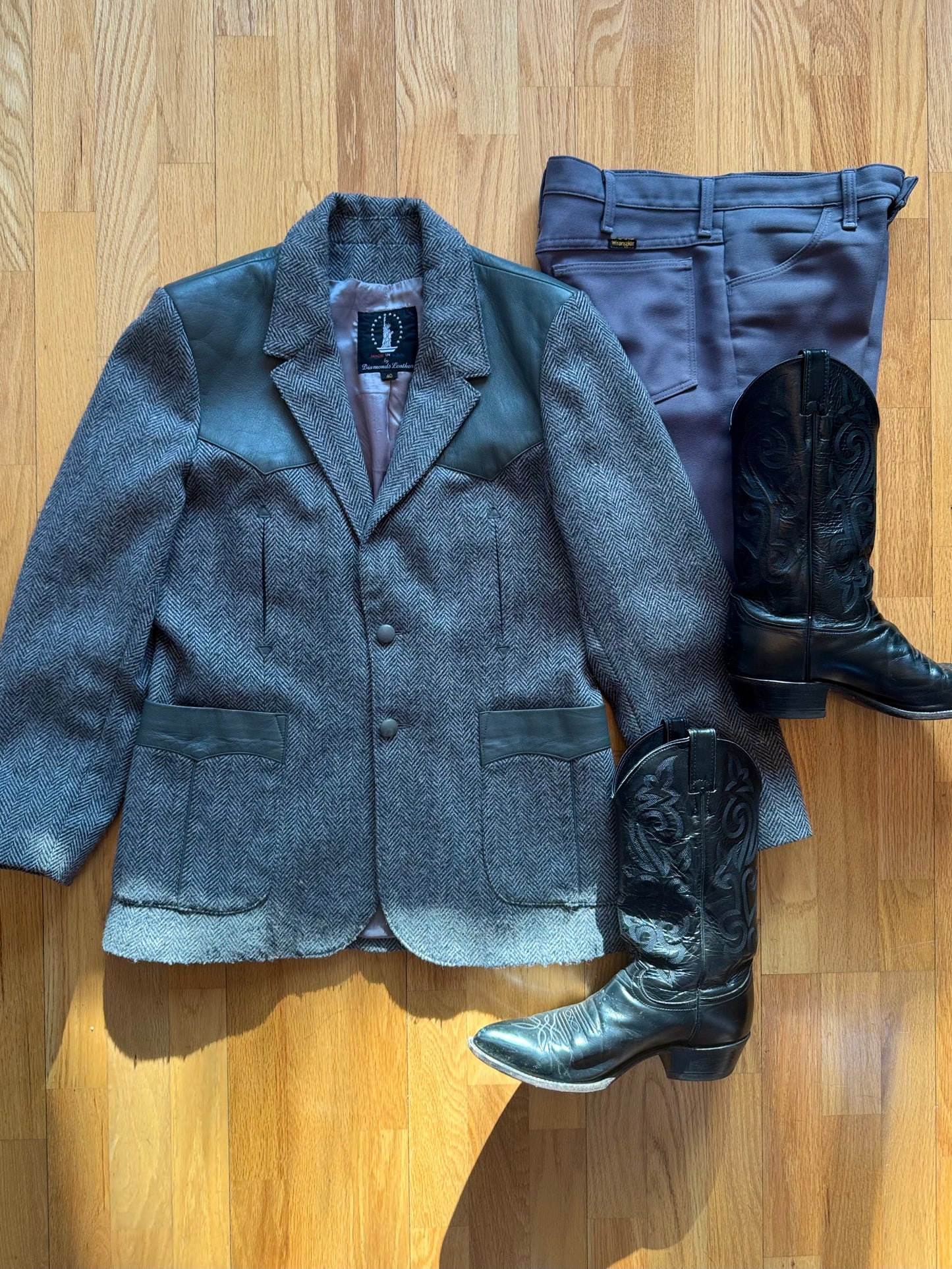 Men’s Vintage Western Suit Coat | Grey | Sz 40