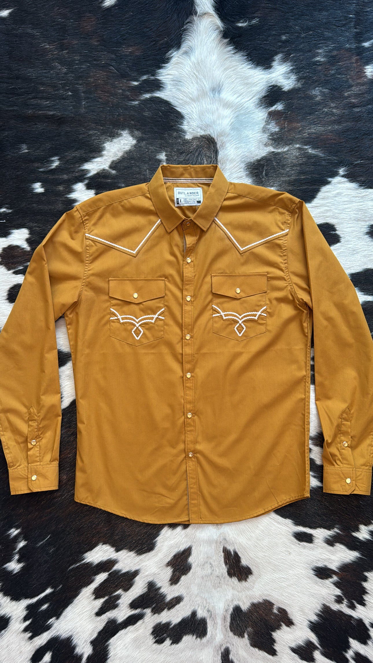 Men’s NWT Pearly Snap, Honey Mustard Yellow, Outlander, Sz L