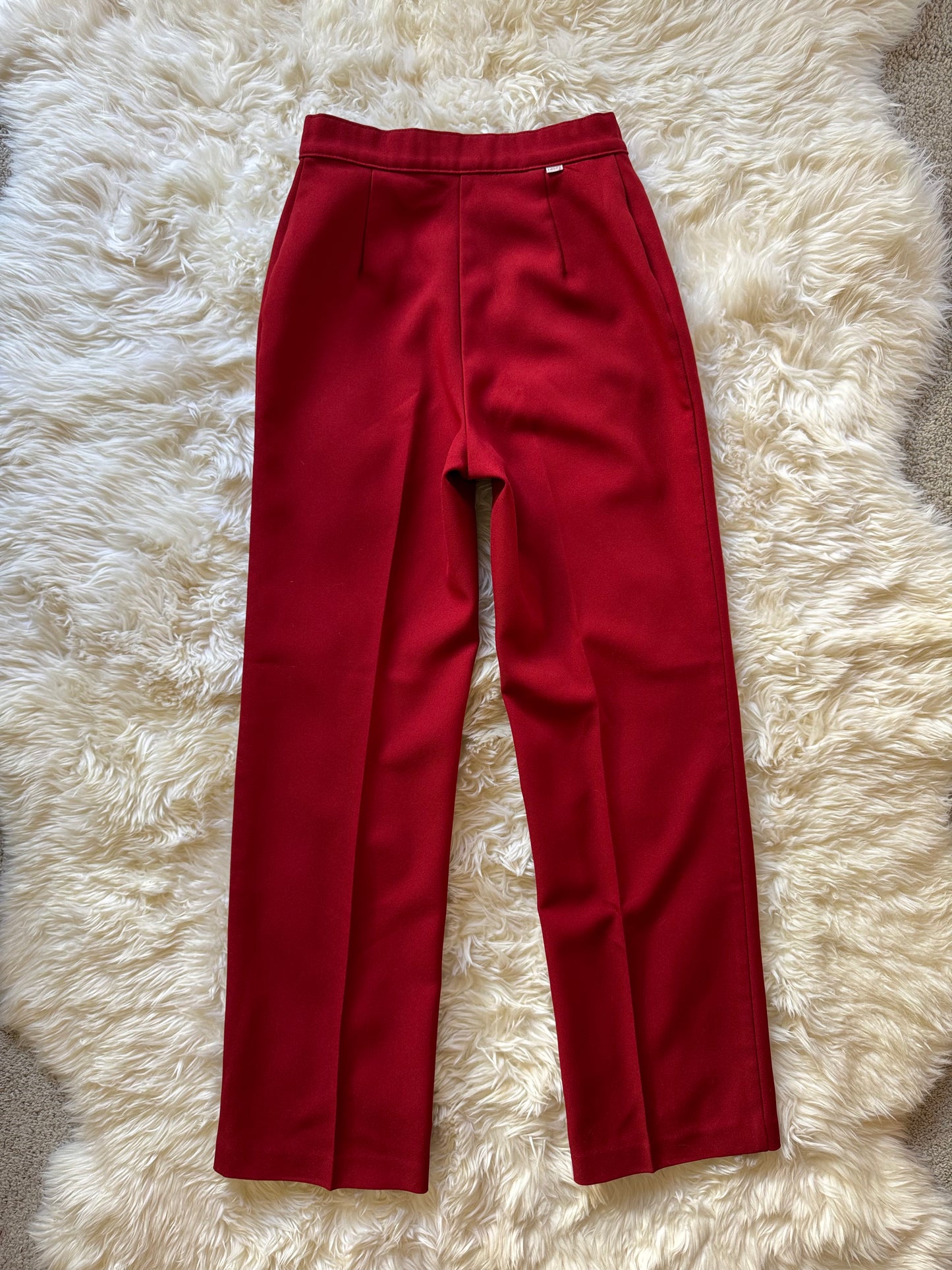 Vintage Levi’s Slacks, Womens, Red, Wide Leg, 1970’s High Rise