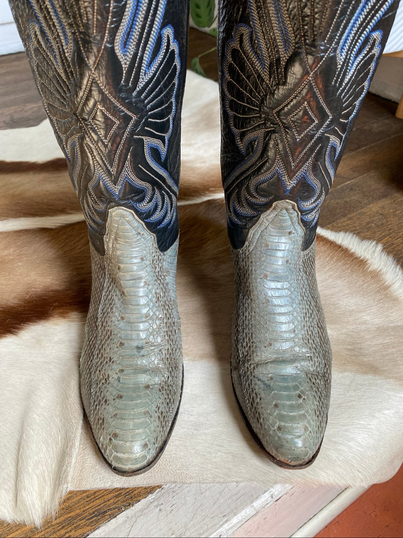 Vintage Tony Lama Python Leather Boots, Womens 5B