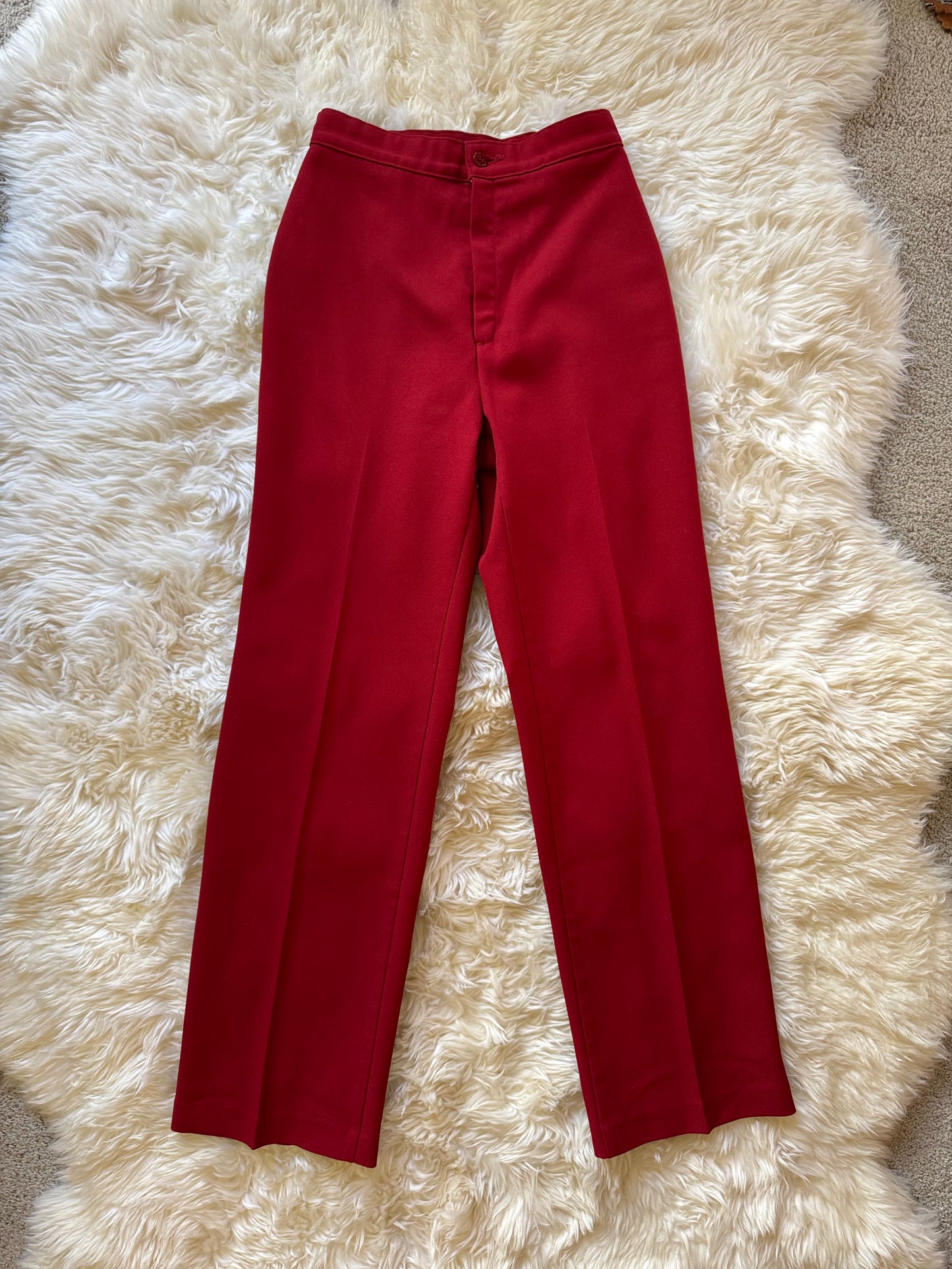 Vintage Levi’s Slacks, Womens, Red, Wide Leg, 1970’s High Rise