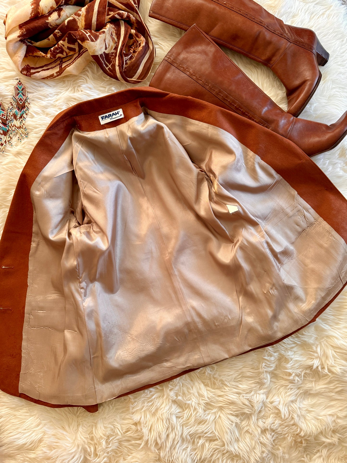 Vintage Western Blazer by Farah | Micro Suede | Rust Brown