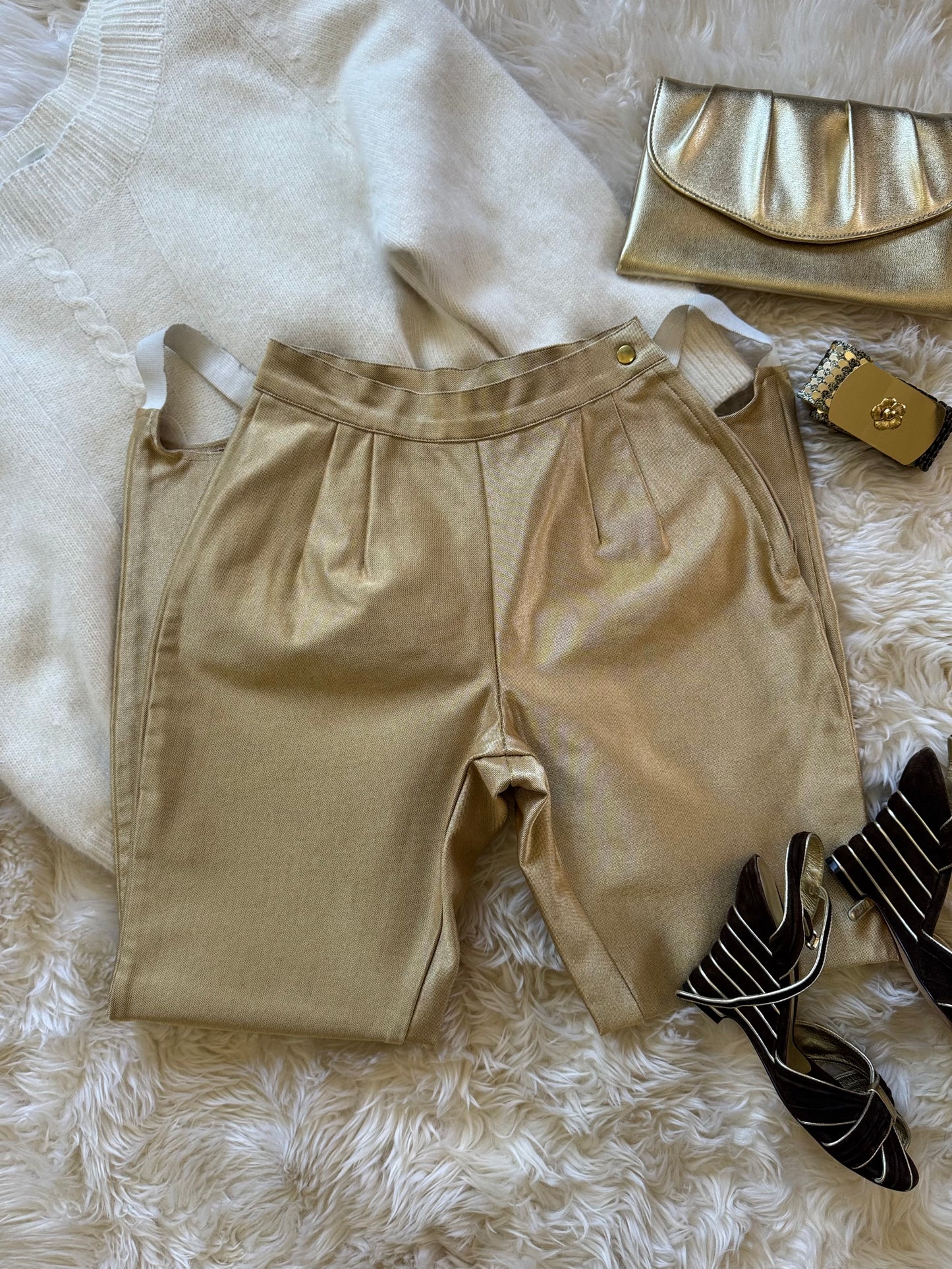 Vintage Stirrup Pants, Metallic Gold, XXS-XS