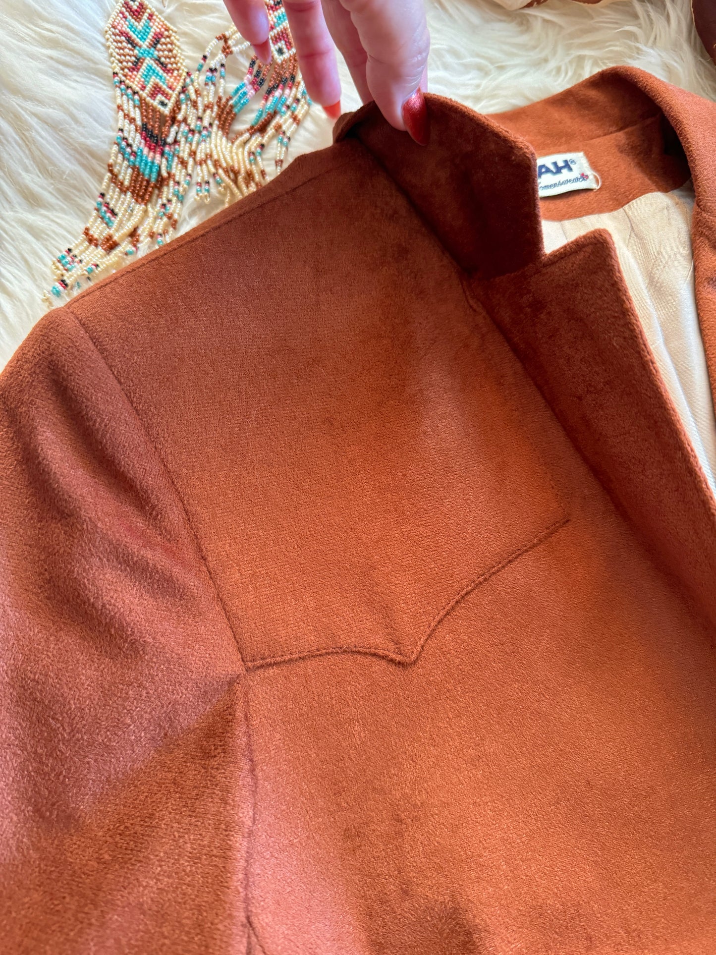 Vintage Western Blazer by Farah | Micro Suede | Rust Brown