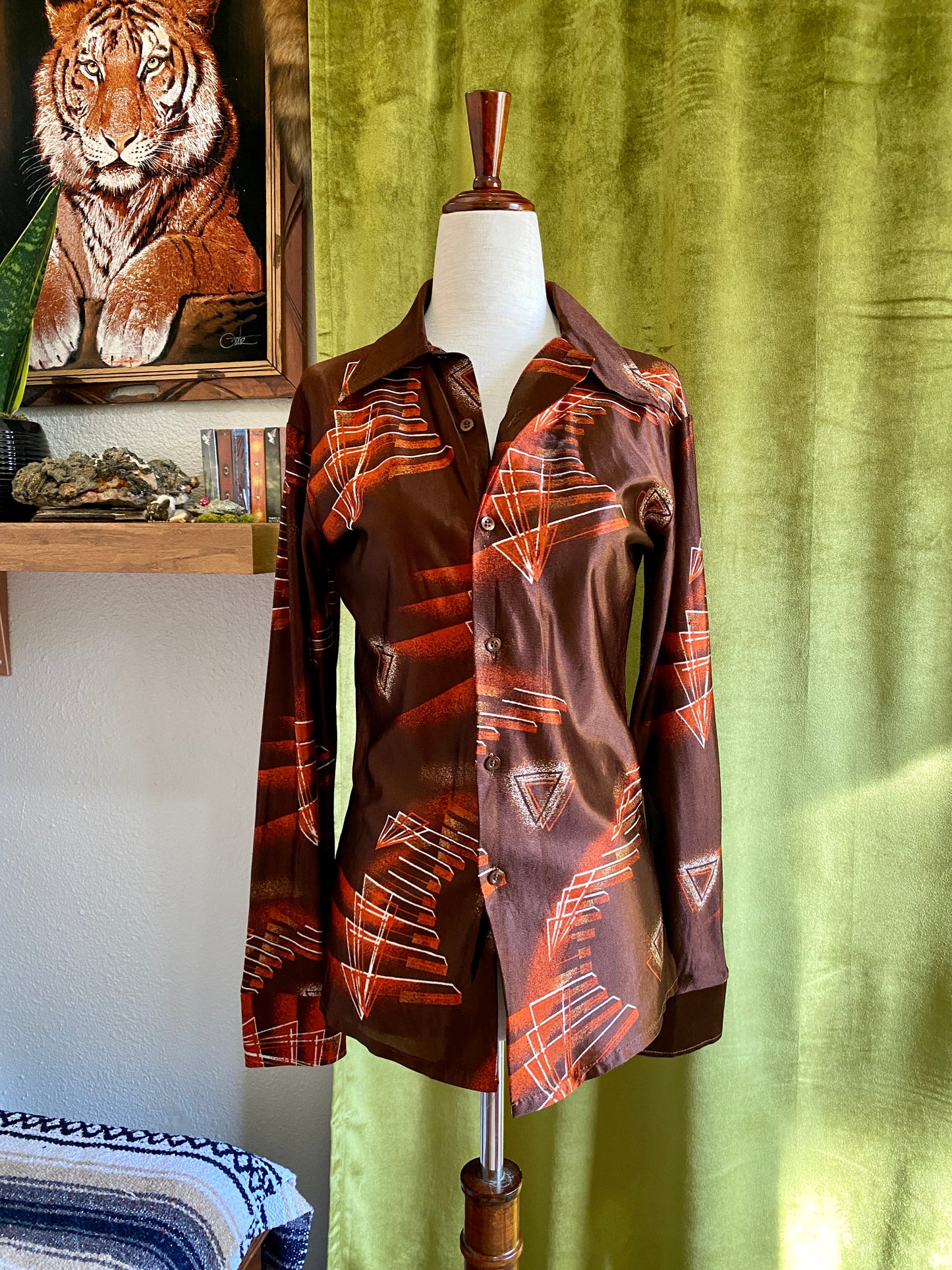 Vintage 1970s Shimmery Button Down Top | Disco | Unisex S/M
