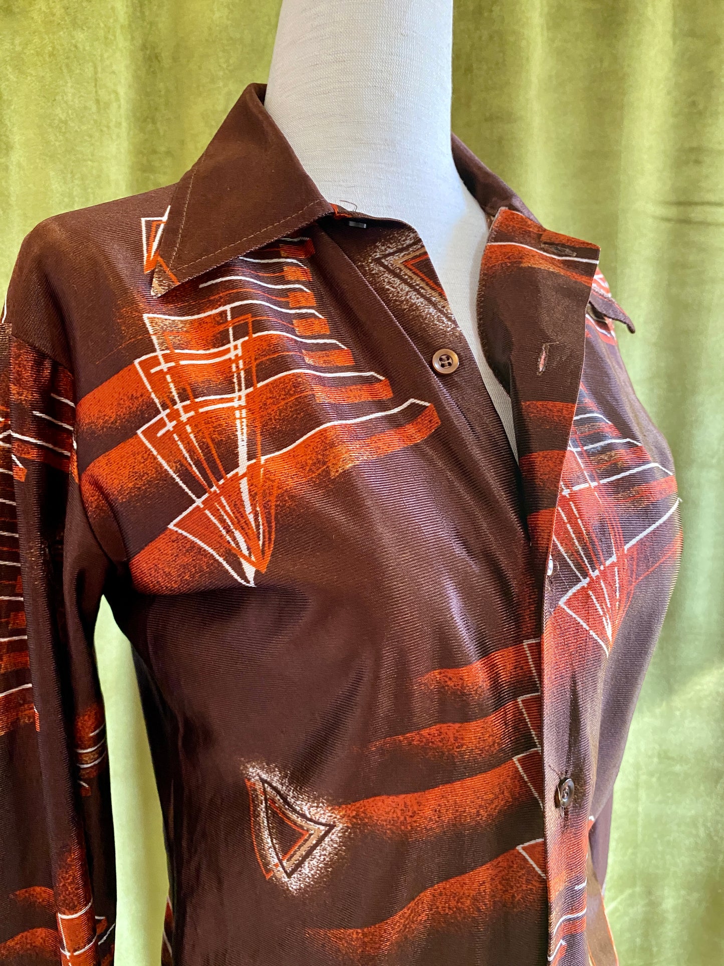 Vintage 1970s Shimmery Button Down Top | Disco | Unisex S/M