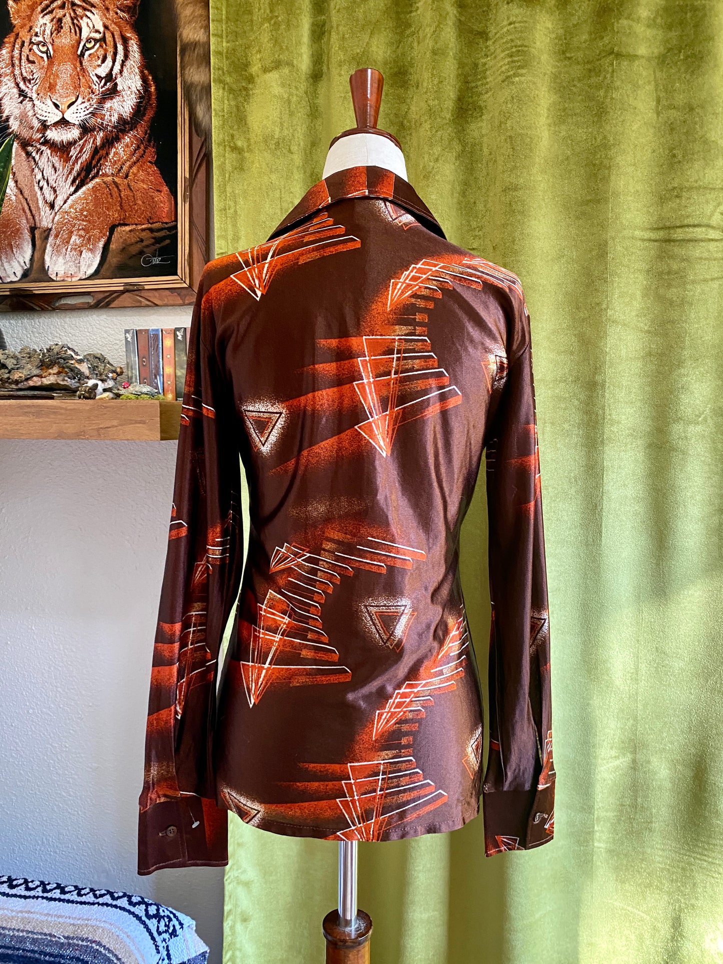 Vintage 1970s Shimmery Button Down Top | Disco | Unisex S/M