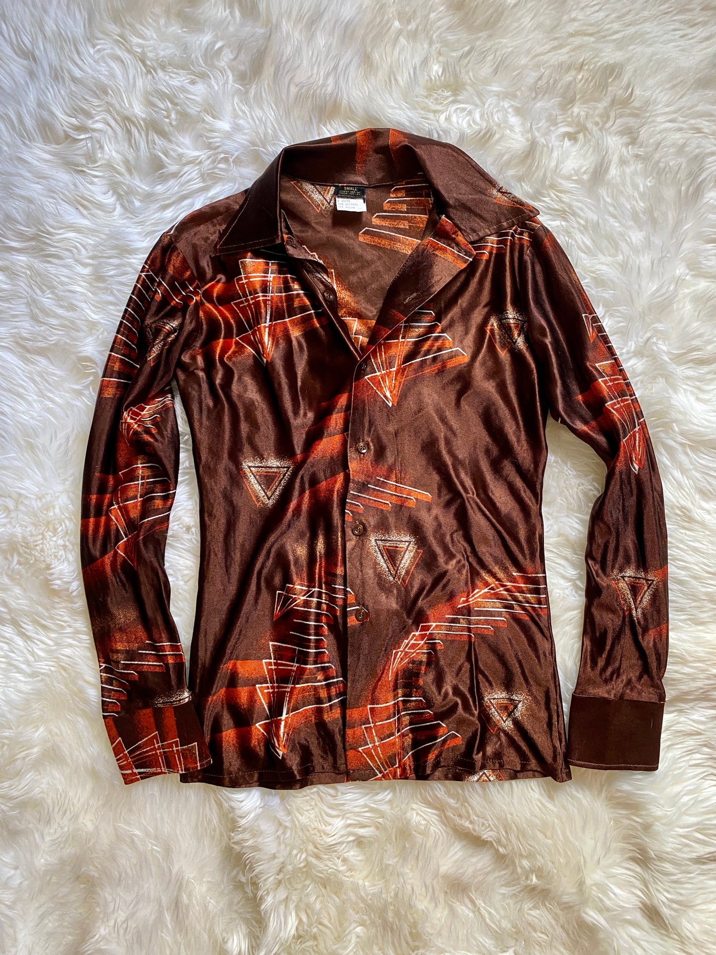 Vintage 1970s Shimmery Button Down Top | Disco | Unisex S/M