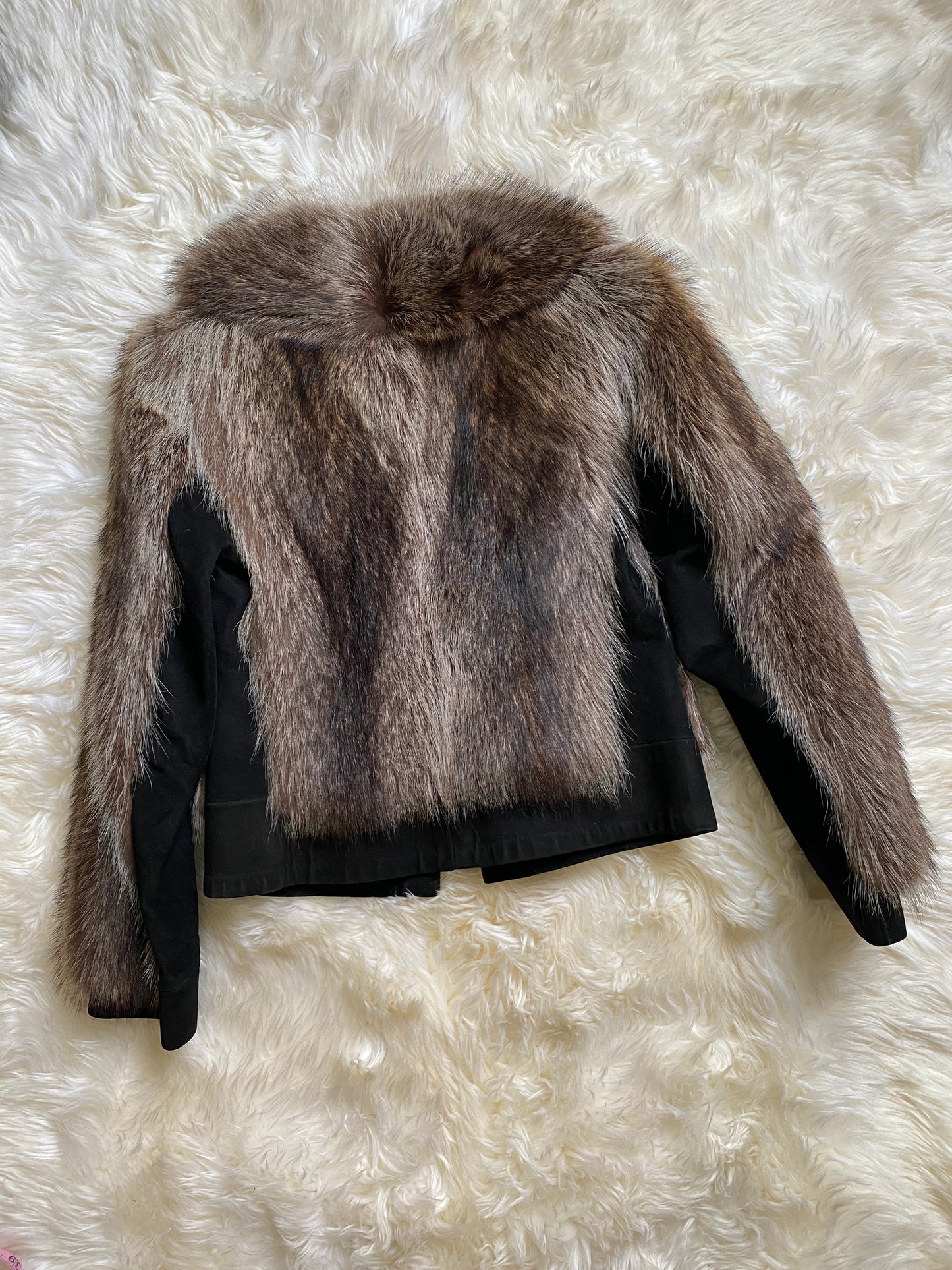 Vintage Fox Fur & Black Suede Jacket | Women's S