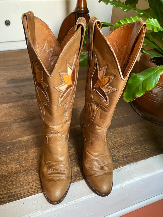 Vintage Dan Post Heeled Western Cowgirl Boots | Mid-Calf | Womens 5M