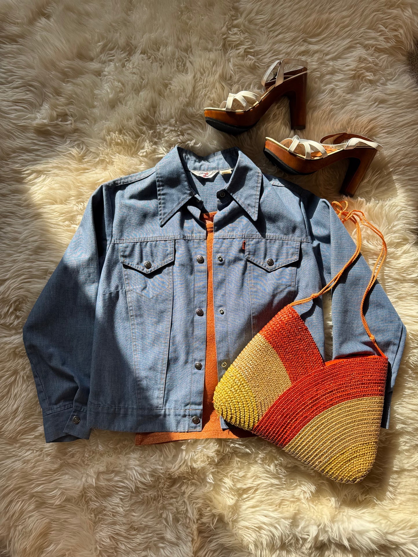 Vintage Orange Tab Levi’s Chambray Jean Jacket, 1970s | Womens M