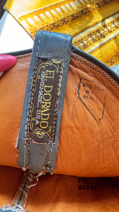 Men’s El Dorado Cowboy Boots, Western, Marbled Grey Lizard Skin, Sz 8 D width