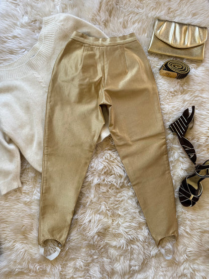 Vintage Stirrup Pants, Metallic Gold, XXS-XS