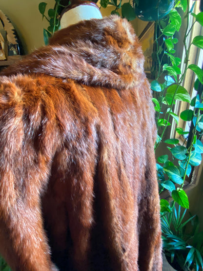 1940’s Benton Furs Genuine Marmot Real Fur Coat | rich cognac brown Womens L/XL