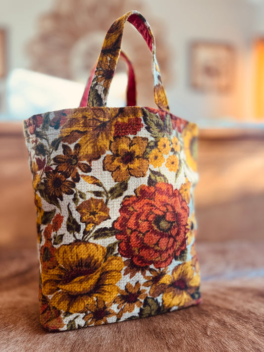 1970’s Vintage Floral Fabric Tote