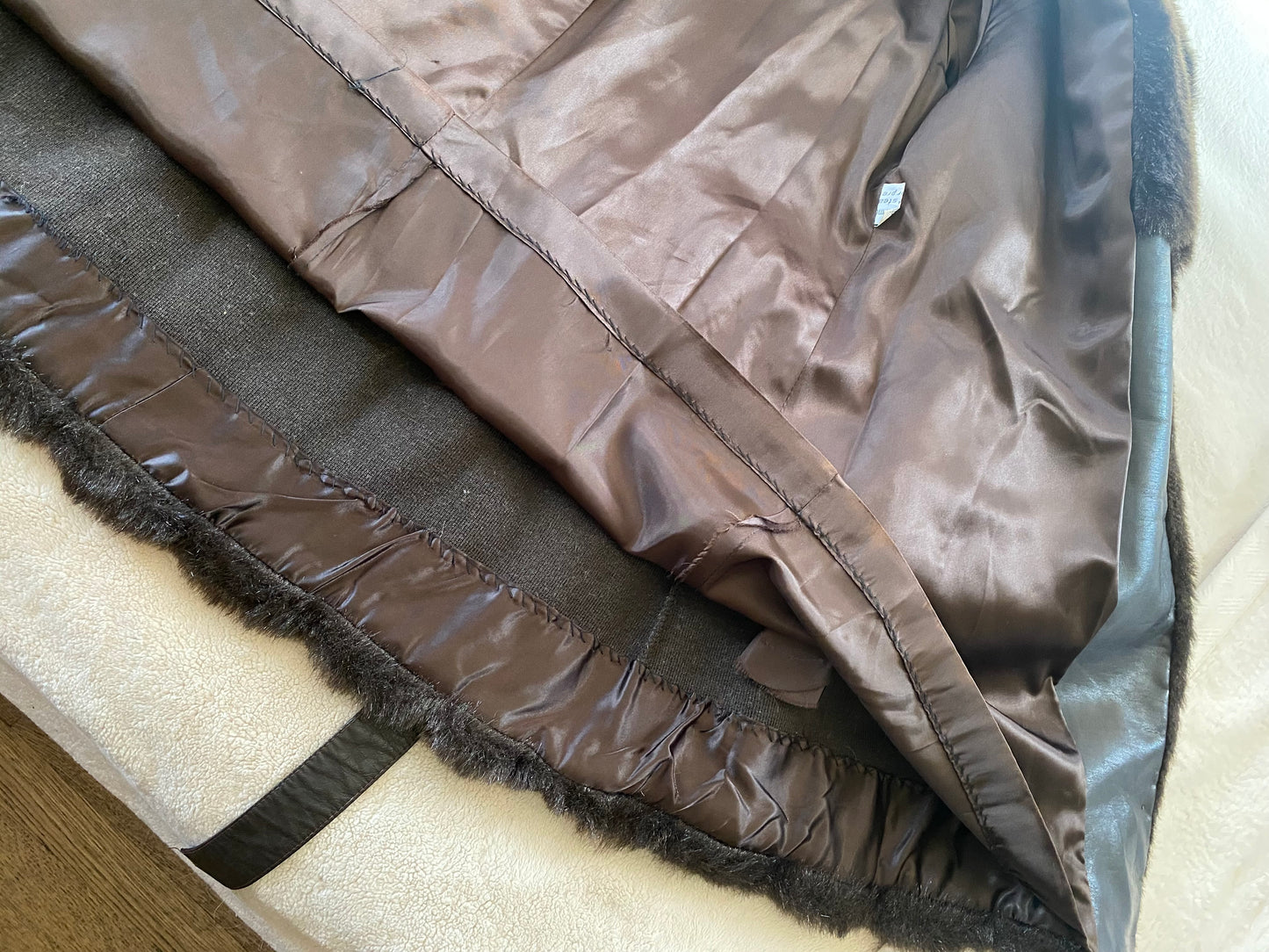 Vintage Chocolate Faux Fur Coat w/ Belt | plush, luxurious old Hollywood glam, big bell sleeves, oversized collar | Women's L