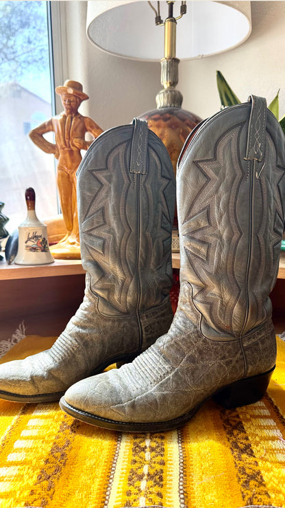 Men’s El Dorado Cowboy Boots, Western, Marbled Grey Lizard Skin, Sz 8 D width