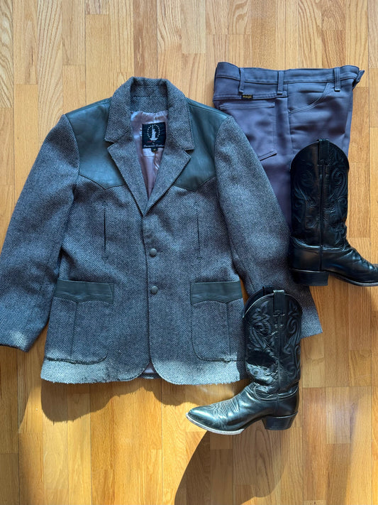 Men’s Vintage Western Suit Coat | Grey | Sz 40