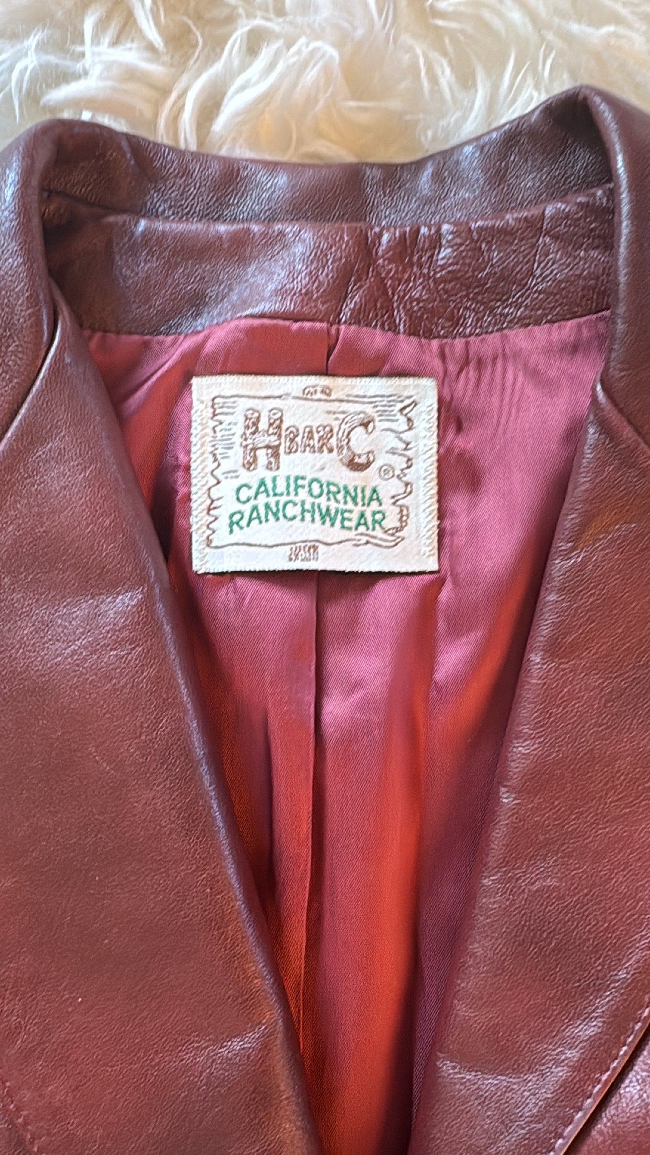 Vintage H Bar C Oxblood Burgundy Leather Jacket, Blazer, Western M/L