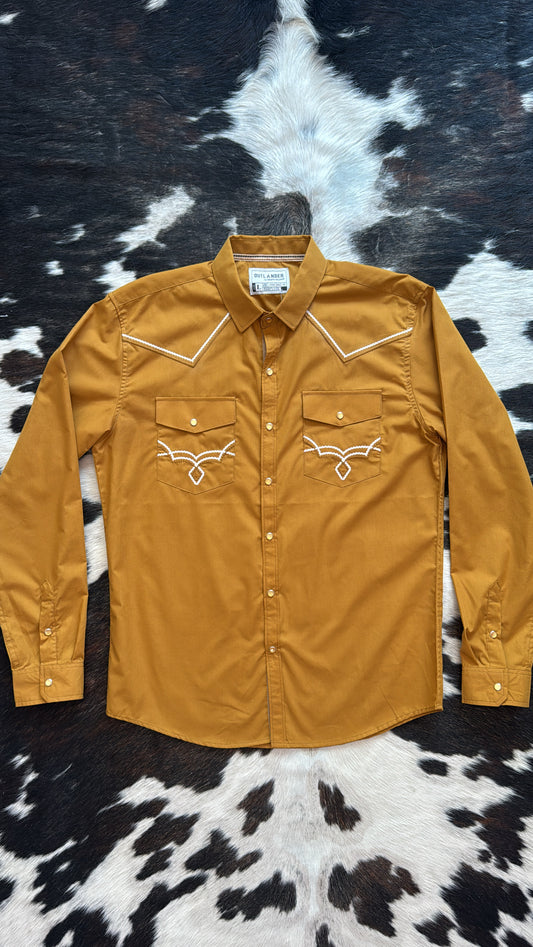 Men’s NWT Pearly Snap, Honey Mustard Yellow, Outlander, Sz L