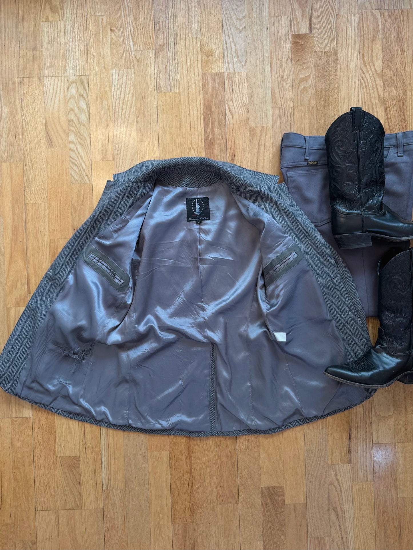 Men’s Vintage Western Suit Coat | Grey | Sz 40