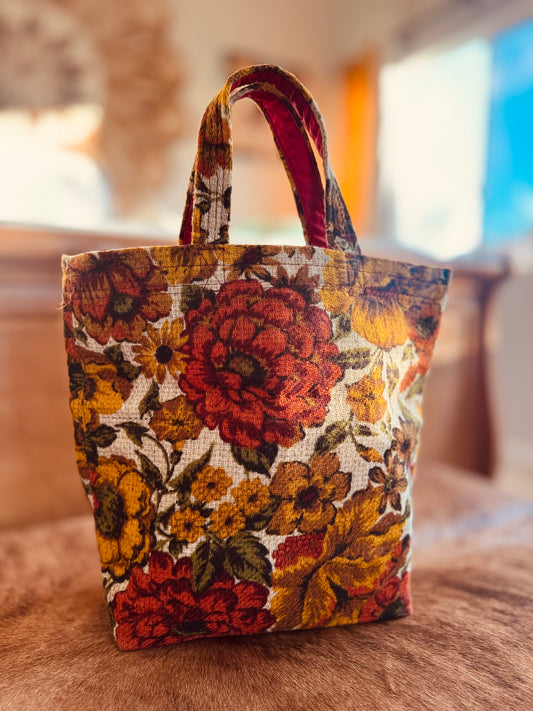 1970’s Vintage Floral Fabric Tote