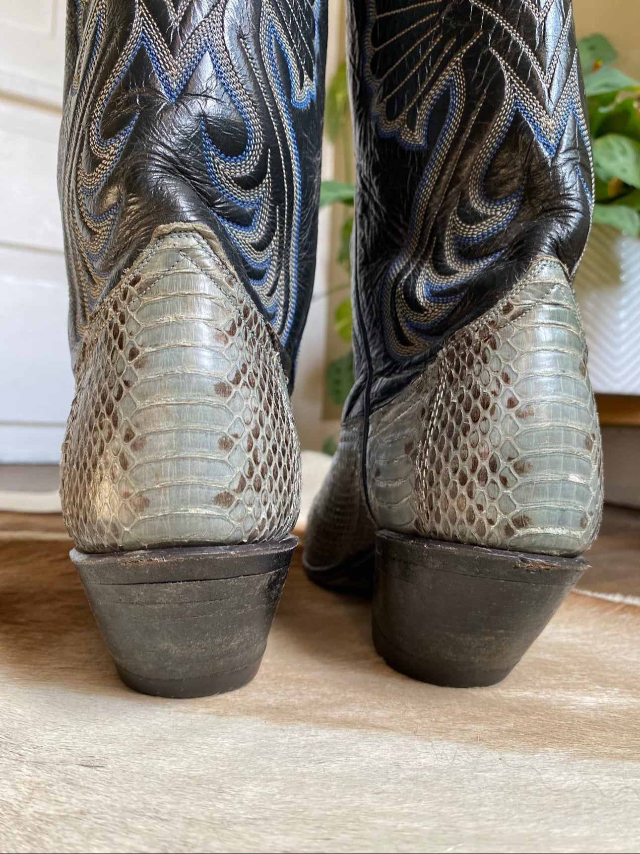 Vintage Tony Lama Python Leather Boots, Womens 5B