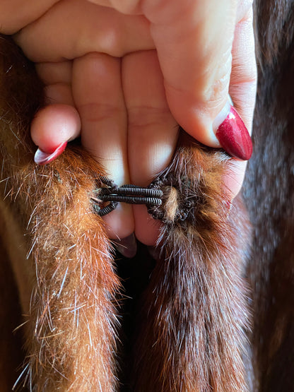1940’s Benton Furs Genuine Marmot Real Fur Coat | rich cognac brown Womens L/XL