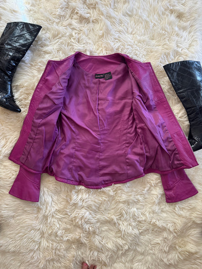 Shape fx Leather Jacket, Magenta | XS/S