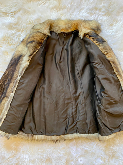 Genuine Fox Fur Coat, Short, Great Condition, Brown, Tan & Black | L