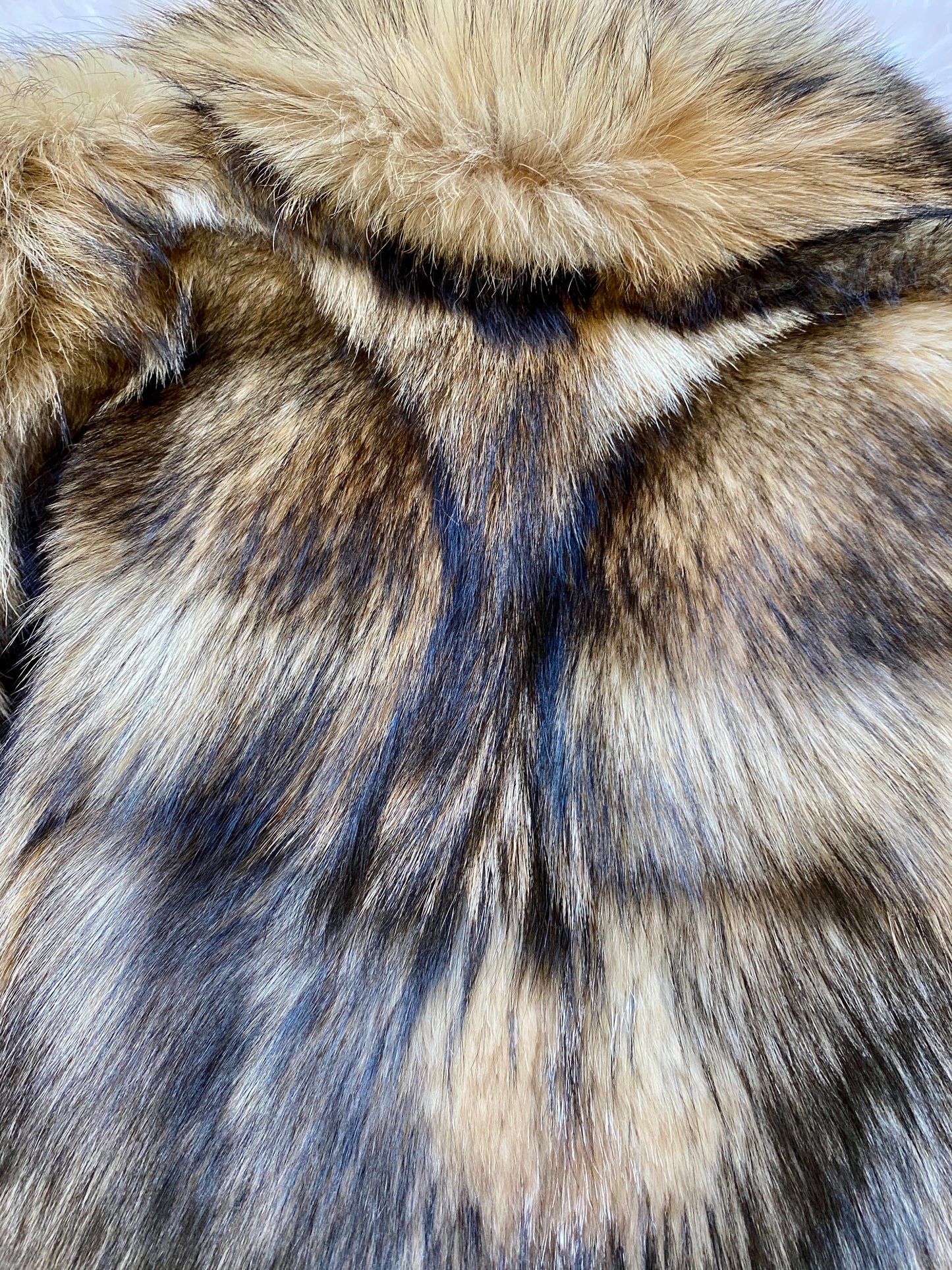 Genuine Fox Fur Coat, Short, Great Condition, Brown, Tan & Black | L