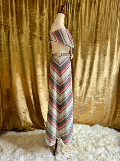 Vintage Skirt Set 1970s | Red, Cream, Black | S-M