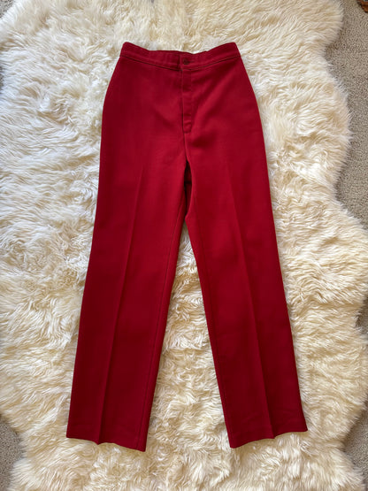 Vintage Levi’s Slacks, Womens, Red, Wide Leg, 1970’s High Rise
