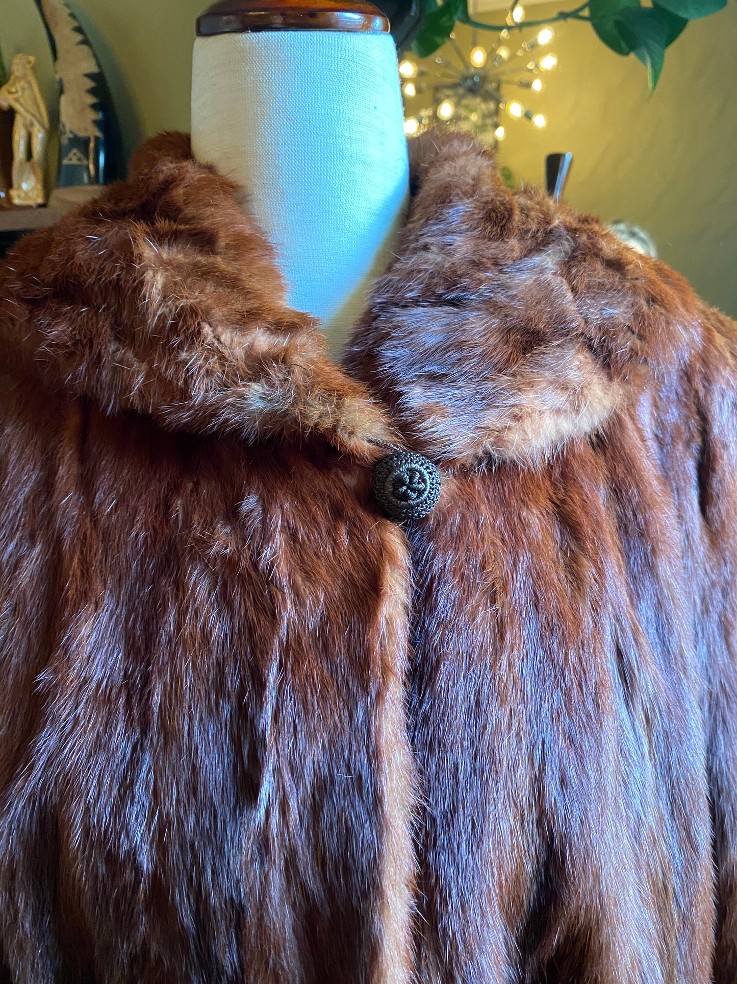 1940’s Benton Furs Genuine Marmot Real Fur Coat | rich cognac brown Womens L/XL