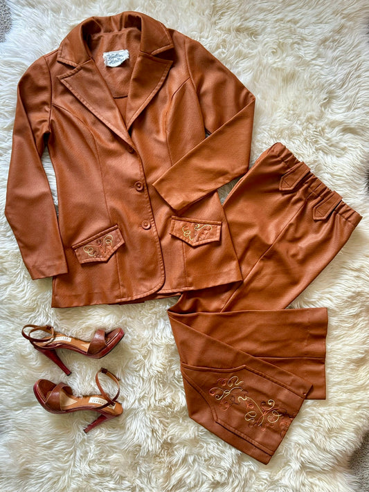 Women’s Western Vintage Pant Suit Set | Chain Stitch Design | XS-S
