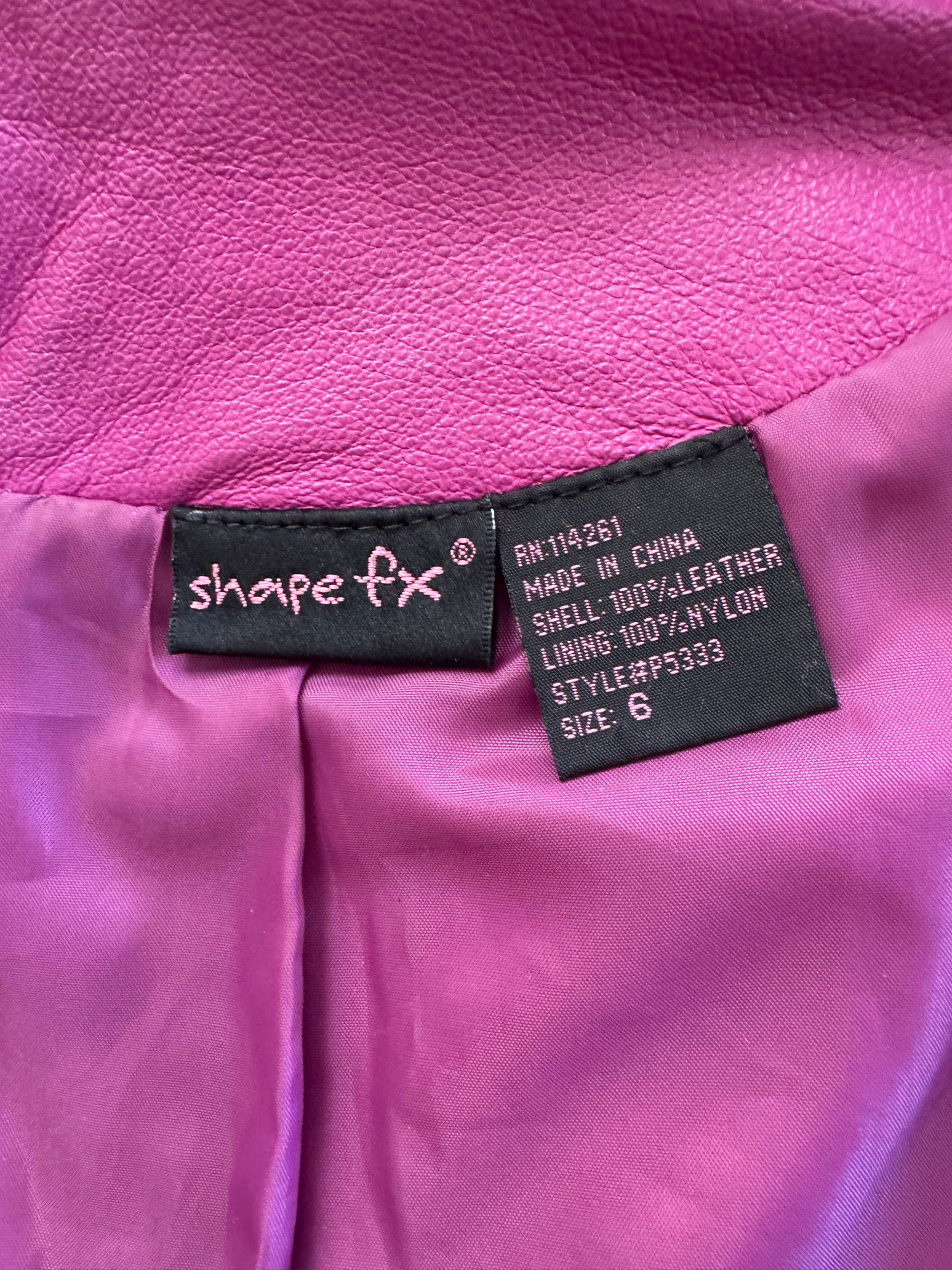 Shape fx Leather Jacket, Magenta | XS/S