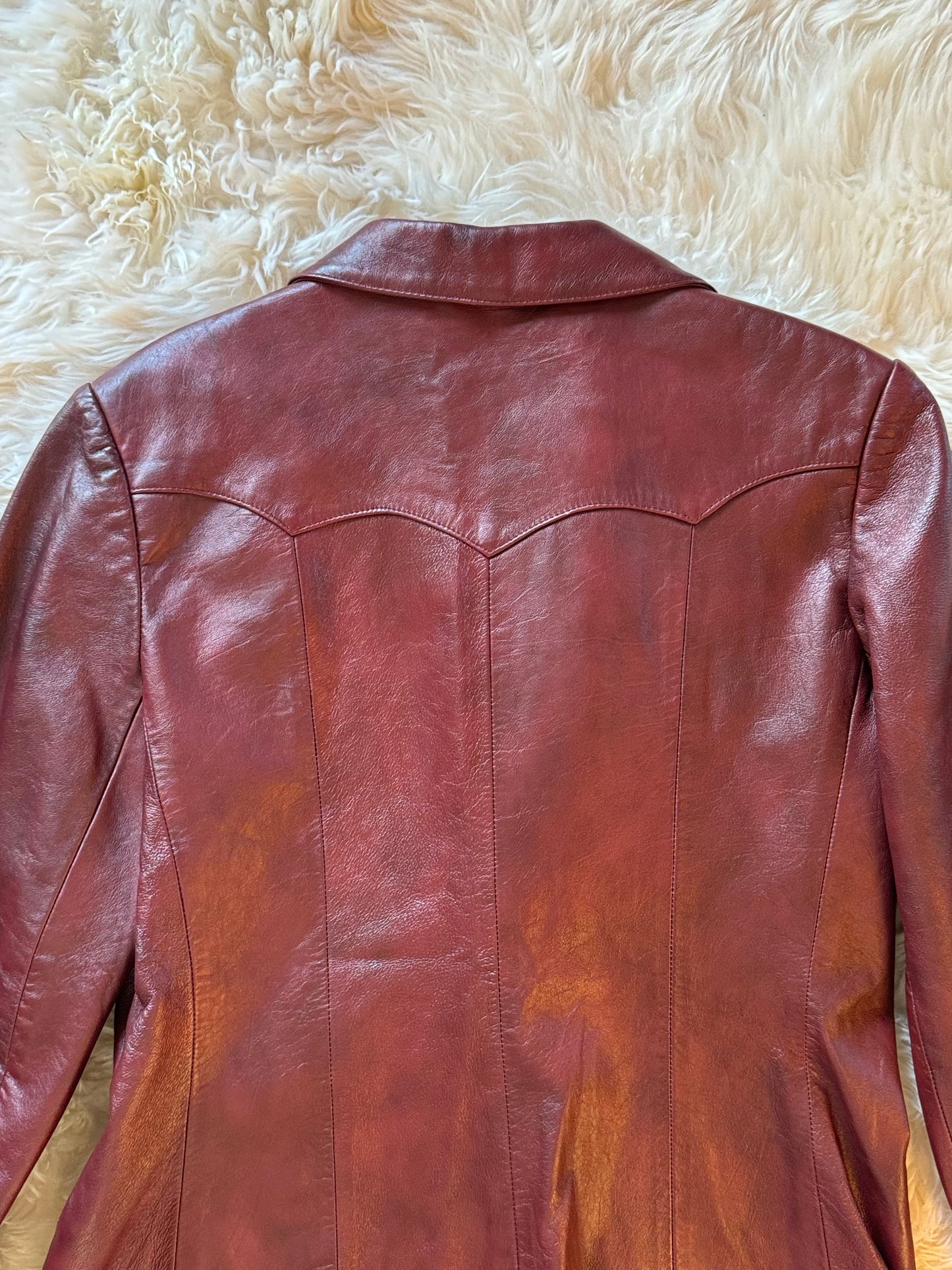 Vintage H Bar C Oxblood Burgundy Leather Jacket, Blazer, Western M/L
