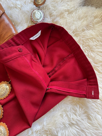 Vintage Levi’s Slacks, Womens, Red, Wide Leg, 1970’s High Rise
