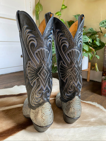 Vintage Tony Lama Python Leather Boots, Womens 5B