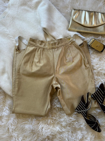 Vintage Stirrup Pants, Metallic Gold, XXS-XS