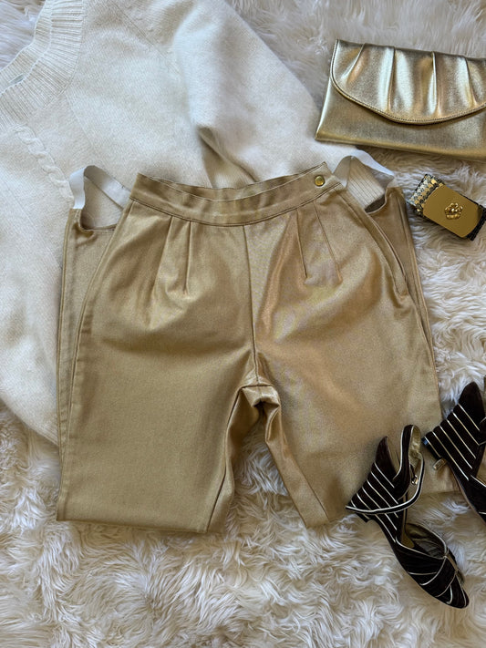 Vintage Stirrup Pants, Metallic Gold, XXS-XS