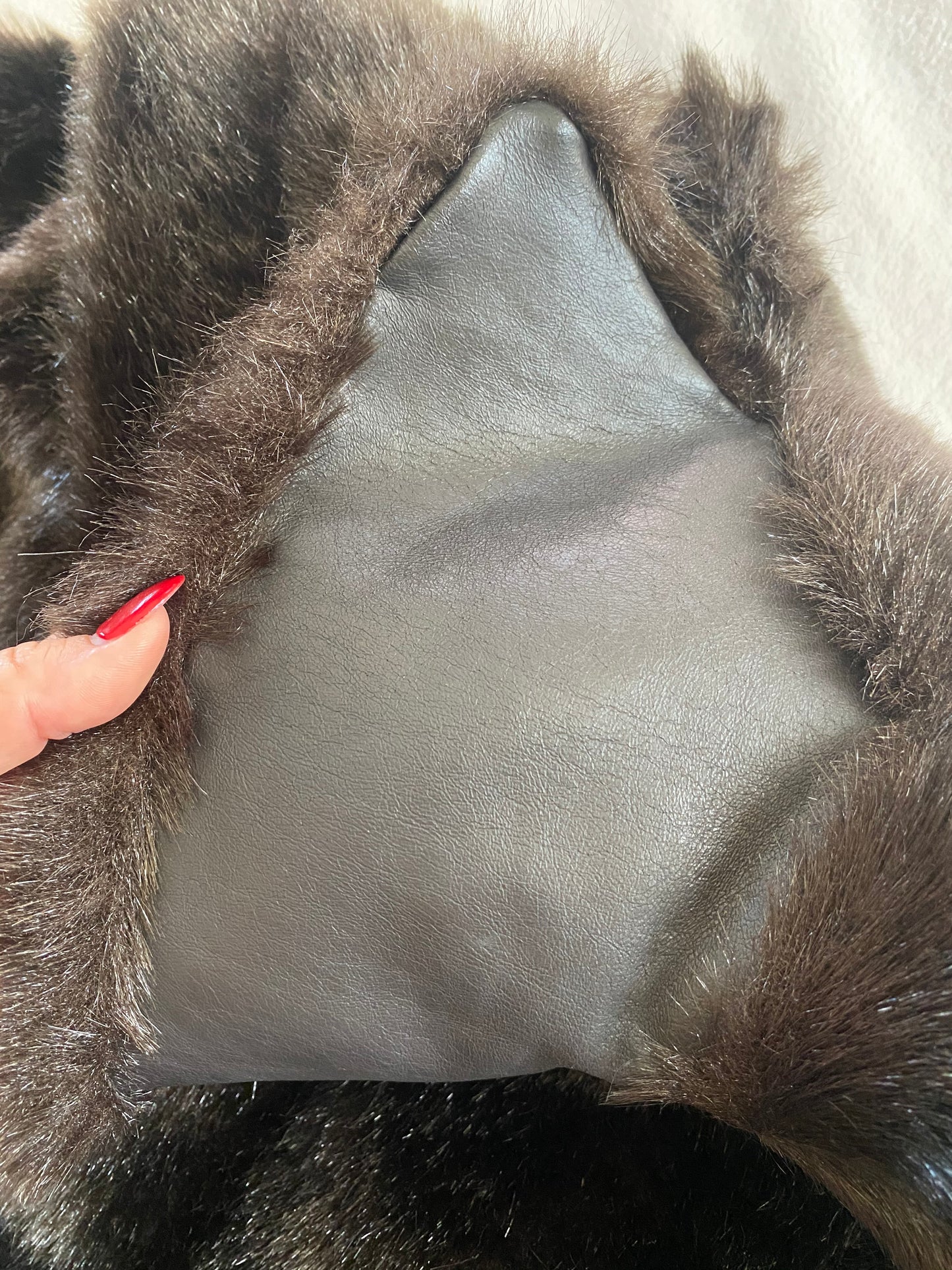Vintage Chocolate Faux Fur Coat w/ Belt | plush, luxurious old Hollywood glam, big bell sleeves, oversized collar | Women's L