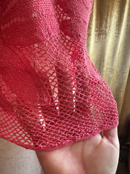 Vintage Crochet Top, Pink | M