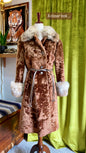 Vintage Curly Lamb Fur Coat w/ Ultra Plush Fox Fur Collar & Cuffs | Penny Lane | Buttons, Leather Belt, Fully Lined,  XS/S